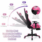 Costway Massage Gaming Chair Reclining Racing Office Computer Chair with Footrest White\Blue\Pink\Red