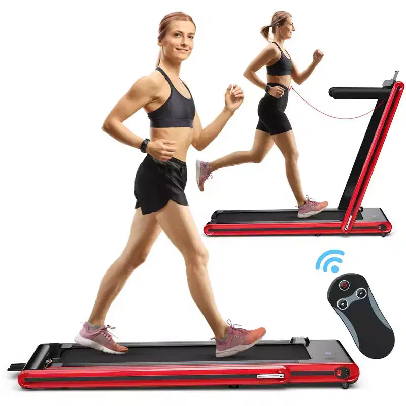 Costway 2-in-1 Folding Treadmill 2.25HP Jogging Machine w/ Dual LED Display Silver\Black\Blue