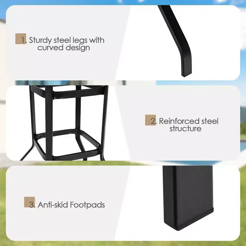 Costway 5PCS Outdoor Bistro Set Rattan Bar Stool Table Set with Cushions Steel Frame