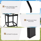 Costway 5PCS Outdoor Bistro Set Rattan Bar Stool Table Set with Cushions Steel Frame