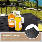 Costway 5PCS Outdoor Bistro Set Rattan Bar Stool Table Set with Cushions Steel Frame