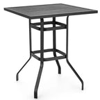 Costway 5PCS Outdoor Bistro Set Rattan Bar Stool Table Set with Cushions Steel Frame