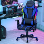 Costway Gaming Chair Adjustable Swivel Computer Chair w/ Dynamic LED Lights