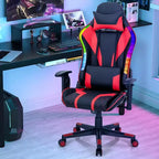 Costway Gaming Chair Adjustable Swivel Computer Chair w/ Dynamic LED Lights