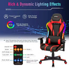 Costway Gaming Chair Adjustable Swivel Computer Chair w/ Dynamic LED Lights