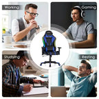 Costway Gaming Chair Adjustable Swivel Computer Chair w/ Dynamic LED Lights