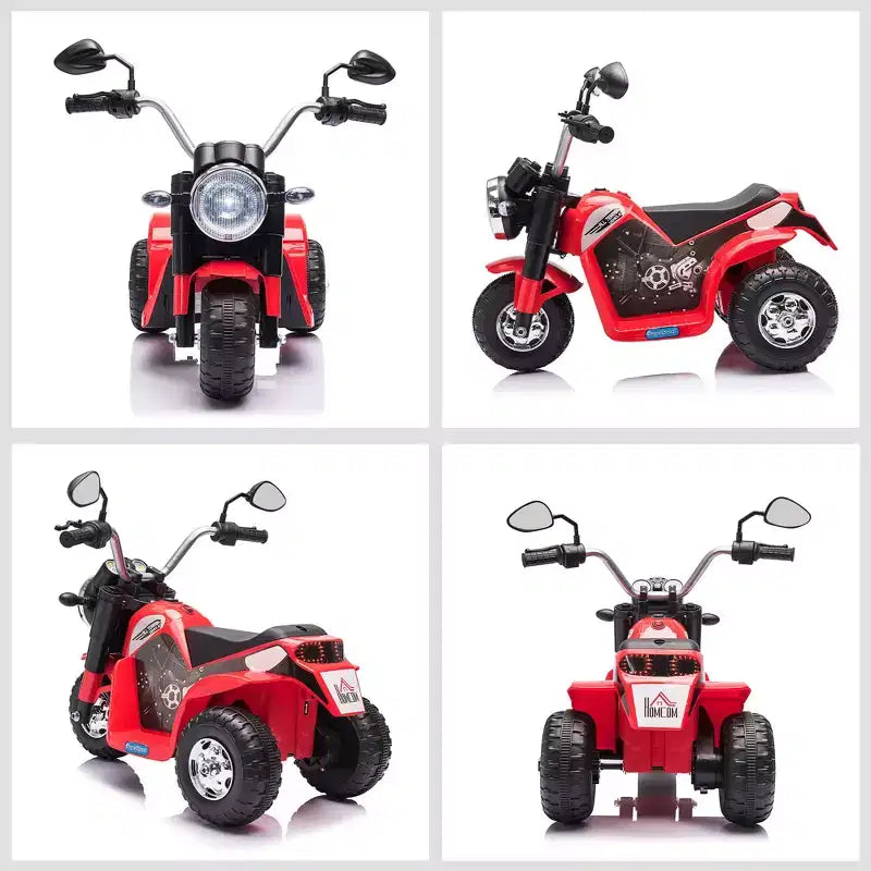 Aosom 6V Kids Motorcycle Dirt Bike Electric Battery-Powered Ride-On Toy Off-road Street Bike Rechargeable with Horn Headlights Realistic Sounds 1.24mph Speed for Girls Boy 18 - 36 Months Red