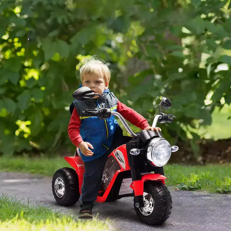 Aosom 6V Kids Motorcycle Dirt Bike Electric Battery-Powered Ride-On Toy Off-road Street Bike Rechargeable with Horn Headlights Realistic Sounds 1.24mph Speed for Girls Boy 18 - 36 Months Red