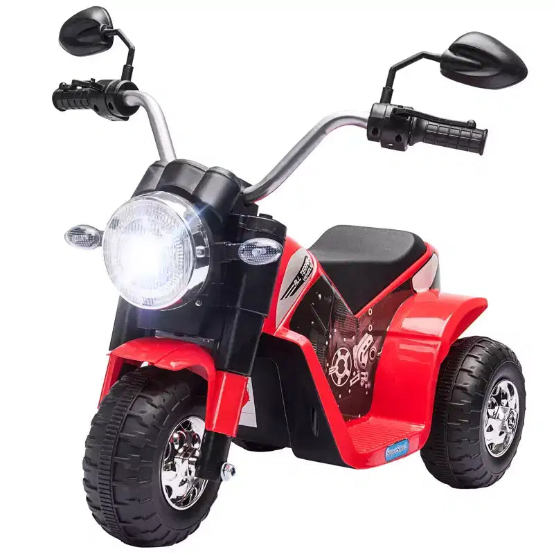 Aosom 6V Kids Motorcycle Dirt Bike Electric Battery-Powered Ride-On Toy Off-road Street Bike Rechargeable with Horn Headlights Realistic Sounds 1.24mph Speed for Girls Boy 18 - 36 Months Red