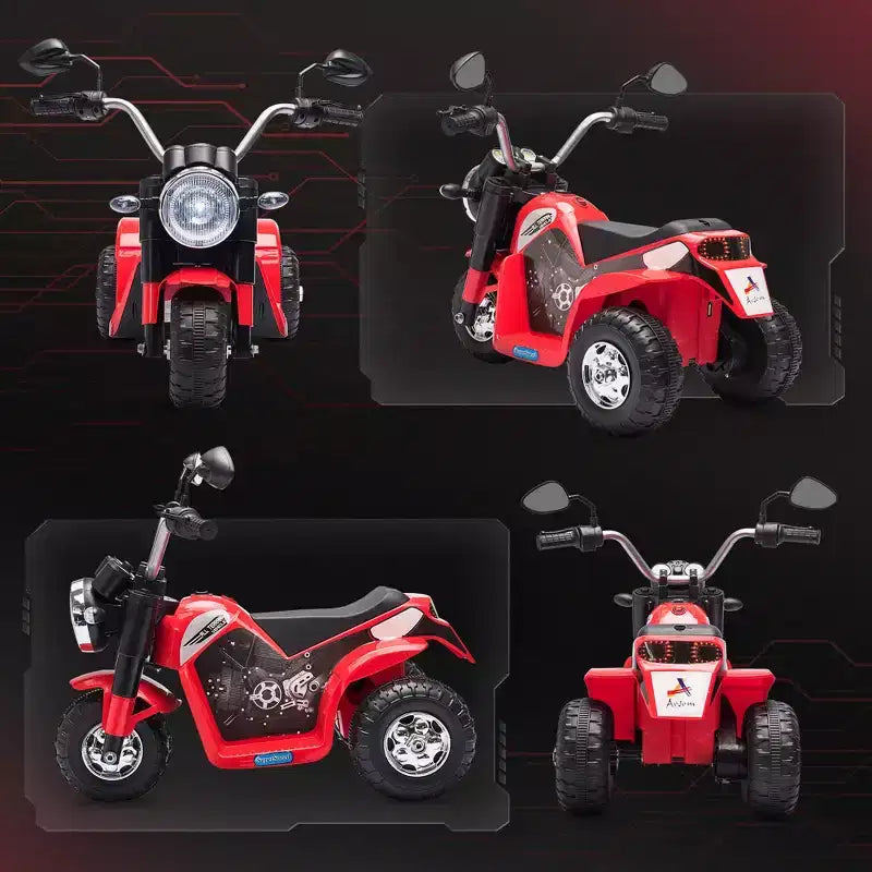 Aosom 6V Kids Motorcycle Dirt Bike Electric Battery-Powered Ride-On Toy Off-road Street Bike Rechargeable with Horn Headlights Realistic Sounds 1.24mph Speed for Girls Boy 18 - 36 Months Red