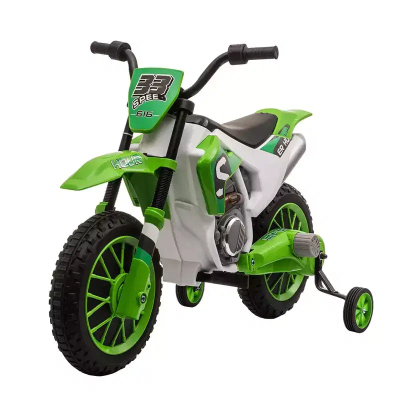 Aosom 12V Kids Motorcycle Dirt Bike Electric Battery-Powered Ride-On Toy Off-road Street Bike with Charging Battery, Training Wheels Blue
