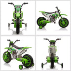 Aosom 12V Kids Motorcycle Dirt Bike Electric Battery-Powered Ride-On Toy Off-road Street Bike with Charging Battery, Training Wheels Blue