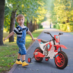 Aosom 12V Kids Motorcycle Dirt Bike Electric Battery-Powered Ride-On Toy Off-road Street Bike with Charging Battery, Training Wheels Blue