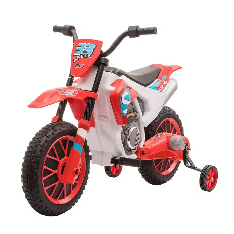 Aosom 12V Kids Motorcycle Dirt Bike Electric Battery-Powered Ride-On Toy Off-road Street Bike with Charging Battery, Training Wheels Blue