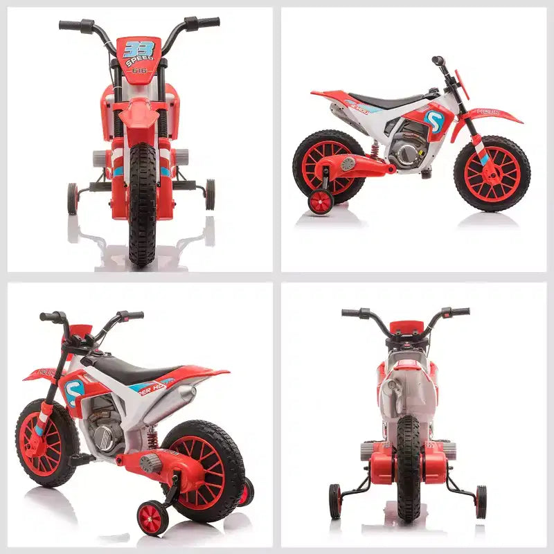 Aosom 12V Kids Motorcycle Dirt Bike Electric Battery-Powered Ride-On Toy Off-road Street Bike with Charging Battery, Training Wheels Blue