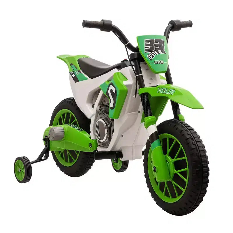 Aosom 12V Kids Motorcycle Dirt Bike Electric Battery-Powered Ride-On Toy Off-road Street Bike with Charging Battery, Training Wheels Blue