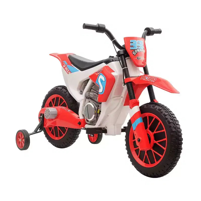 Aosom 12V Kids Motorcycle Dirt Bike Electric Battery-Powered Ride-On Toy Off-road Street Bike with Charging Battery, Training Wheels Blue