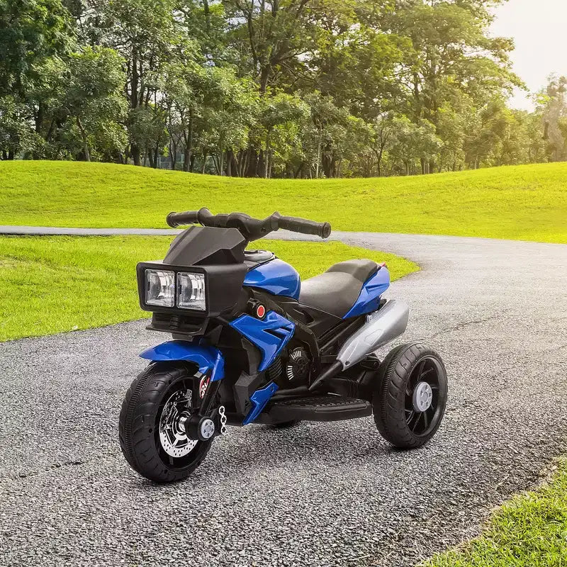 Aosom 6V Kids Motorcycle Dirt Bike Electric Battery-Powered Ride-On Toy Off-road Street Bike w/ Music Horn Headlights Motorbike for Girls Boy Blue