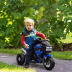 Aosom 6V Kids Motorcycle Dirt Bike Electric Battery-Powered Ride-On Toy Off-road Street Bike w/ Music Horn Headlights Motorbike for Girls Boy Blue