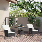 Outsunny 3 Piece Patio Bistro Set, Outdoor PE Wicker Furniture Conversation Set with Tufted Cushion Reclining Chairs & Coffee Table