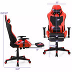 Costway Massage Gaming Chair Recliner Racing Chair w/ Massage Lumbar Support & Footrest
