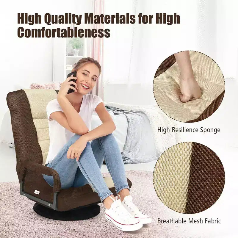 Costway 360-Degree Swivel Gaming Floor Chair with Foldable Adjustable Backrest