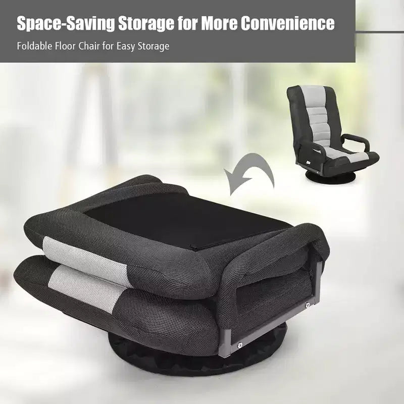 Costway 360-Degree Swivel Gaming Floor Chair with Foldable Adjustable Backrest