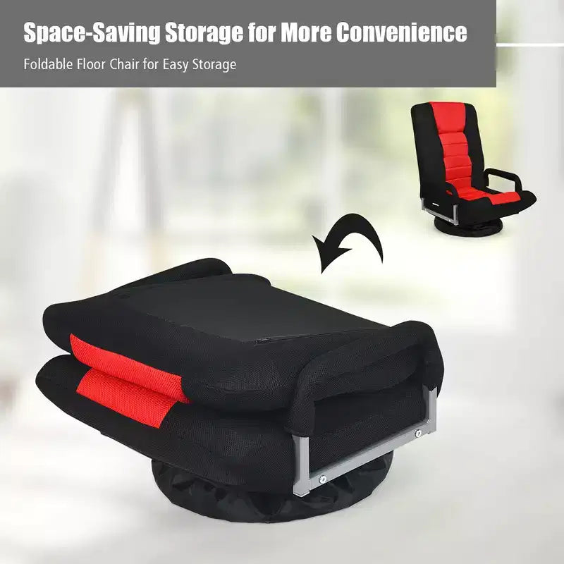 Costway 360-Degree Swivel Gaming Floor Chair with Foldable Adjustable Backrest