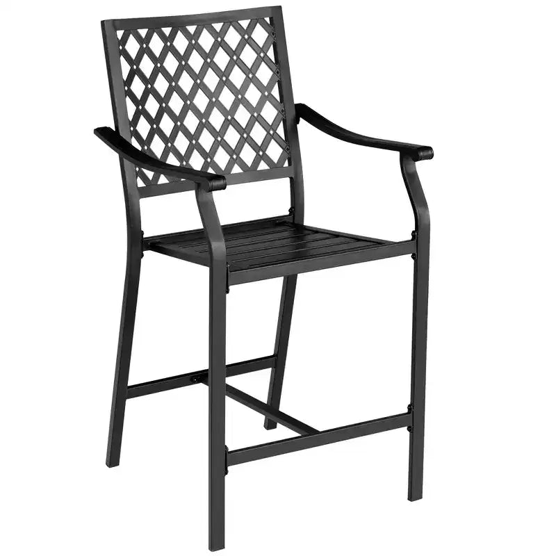 Costway 3 PCS Patio Bar Stool Square Table Bistro Set Cushioned Chairs Armrest