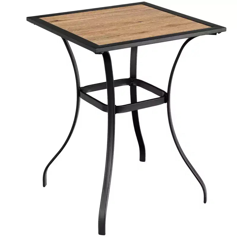 Costway 3 PCS Patio Bar Stool Square Table Bistro Set Cushioned Chairs Armrest