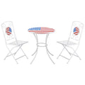 Outsunny 3 Piece Patio Bistro Set, Folding Outdoor Furniture with USA Mosaic Table and Chairs for 4th of July, Balcony, American Flag