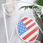 Outsunny 3 Piece Patio Bistro Set, Folding Outdoor Furniture with USA Mosaic Table and Chairs for 4th of July, Balcony, American Flag
