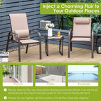 Costway 3PCS Patio Bistro Furniture Set Adjustable Back Stackable Chairs Brown\Black