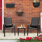 Costway 3PCS Patio Bistro Furniture Set Adjustable Back Stackable Chairs Brown\Black