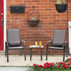 Costway 3PCS Patio Bistro Furniture Set Adjustable Back Stackable Chairs Brown\Black