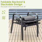 Costway 3PCS Patio Bistro Furniture Set Adjustable Back Stackable Chairs Brown\Black