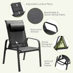 Costway 3PCS Patio Bistro Furniture Set Adjustable Back Stackable Chairs Brown\Black