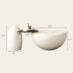 Nesting 42 Modern Round Creamy White Coffee Table, 2 pieces for Living Room - 62