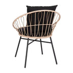 Flash Furniture Devon 3-Piece Indoor/Outdoor Bistro Set, Papasan Style Rattan Rope Chairs, Glass Top Side Table & Cushions