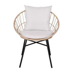 Flash Furniture Devon 3-Piece Indoor/Outdoor Bistro Set, Papasan Style Rattan Rope Chairs, Glass Top Side Table & Cushions