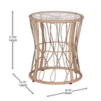 Flash Furniture Devon 3-Piece Indoor/Outdoor Bistro Set, Papasan Style Rattan Rope Chairs, Glass Top Side Table & Cushions