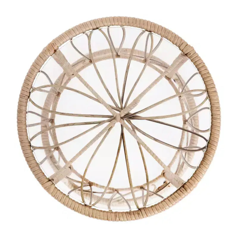 Flash Furniture Devon 3-Piece Indoor/Outdoor Bistro Set, Papasan Style Rattan Rope Chairs, Glass Top Side Table & Cushions