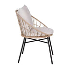 Flash Furniture Devon 3-Piece Indoor/Outdoor Bistro Set, Papasan Style Rattan Rope Chairs, Glass Top Side Table & Cushions