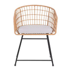 Flash Furniture Devon 3-Piece Patio Bistro Set, Indoor/Outdoor Rattan Rope Chairs, Acacia Wood Top Table & Seat Cushions