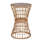 Flash Furniture Devon 3-Piece Patio Bistro Set, Indoor/Outdoor Rattan Rope Chairs, Acacia Wood Top Table & Seat Cushions