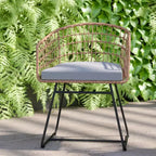 Flash Furniture Devon 3-Piece Patio Bistro Set, Indoor/Outdoor Rattan Rope Chairs, Acacia Wood Top Table & Seat Cushions