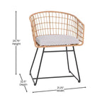 Flash Furniture Devon 3-Piece Patio Bistro Set, Indoor/Outdoor Rattan Rope Chairs, Acacia Wood Top Table & Seat Cushions