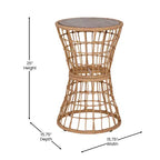 Flash Furniture Devon 3-Piece Patio Bistro Set, Indoor/Outdoor Rattan Rope Chairs, Acacia Wood Top Table & Seat Cushions