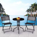 Costway 3 Pcs Bistro Set Garden Backyard Table Folding Chairs Outdoor Patio Furniture