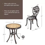 Costway 3PCS Patio Bistro Set Round Table Chairs All Weather Cast Aluminum Yard